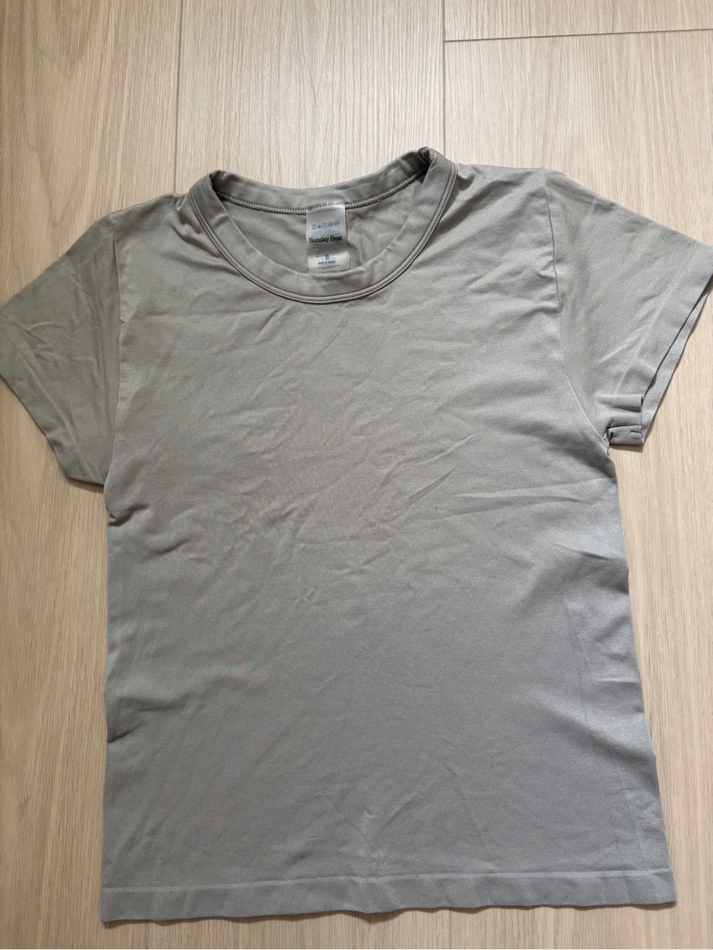 Aritzia Sunday Best Neutral Taupe Crew Neck Tee